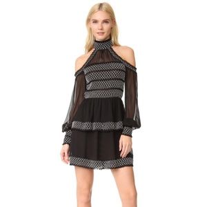 Nicholas Cold Shoulder Smocked Mini Dress Size Xs - image 1